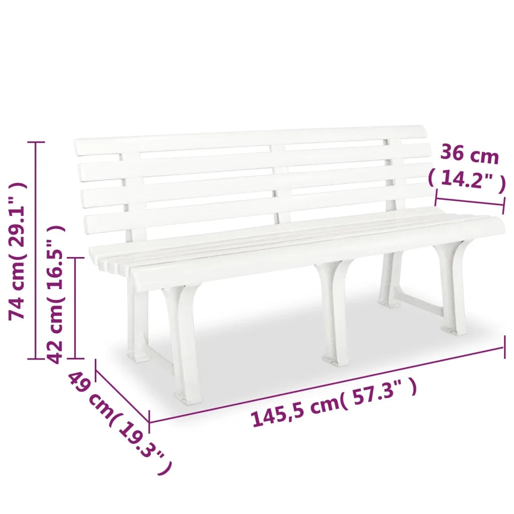 Panchina da Giardino 145,5 cm in Plastica Bianca 43583