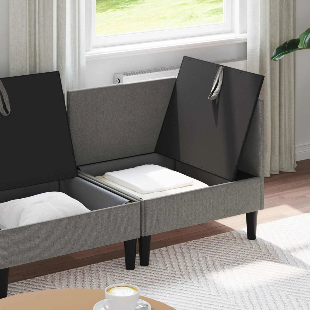 Set di mobili per il soggiorno 3 pcs Grigio scuro Tessuto
