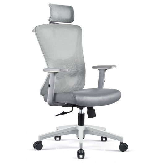 Sedia Poltrona Direzionale da Ufficio in Similpelle Grigio Chiaro