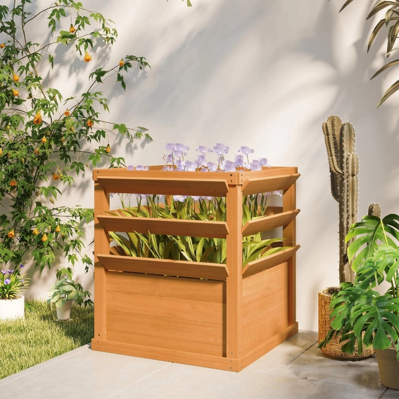 Hochbeet in legno di abete con grigliato, fondo aperto, 65x65x73 cm, marrone scuro