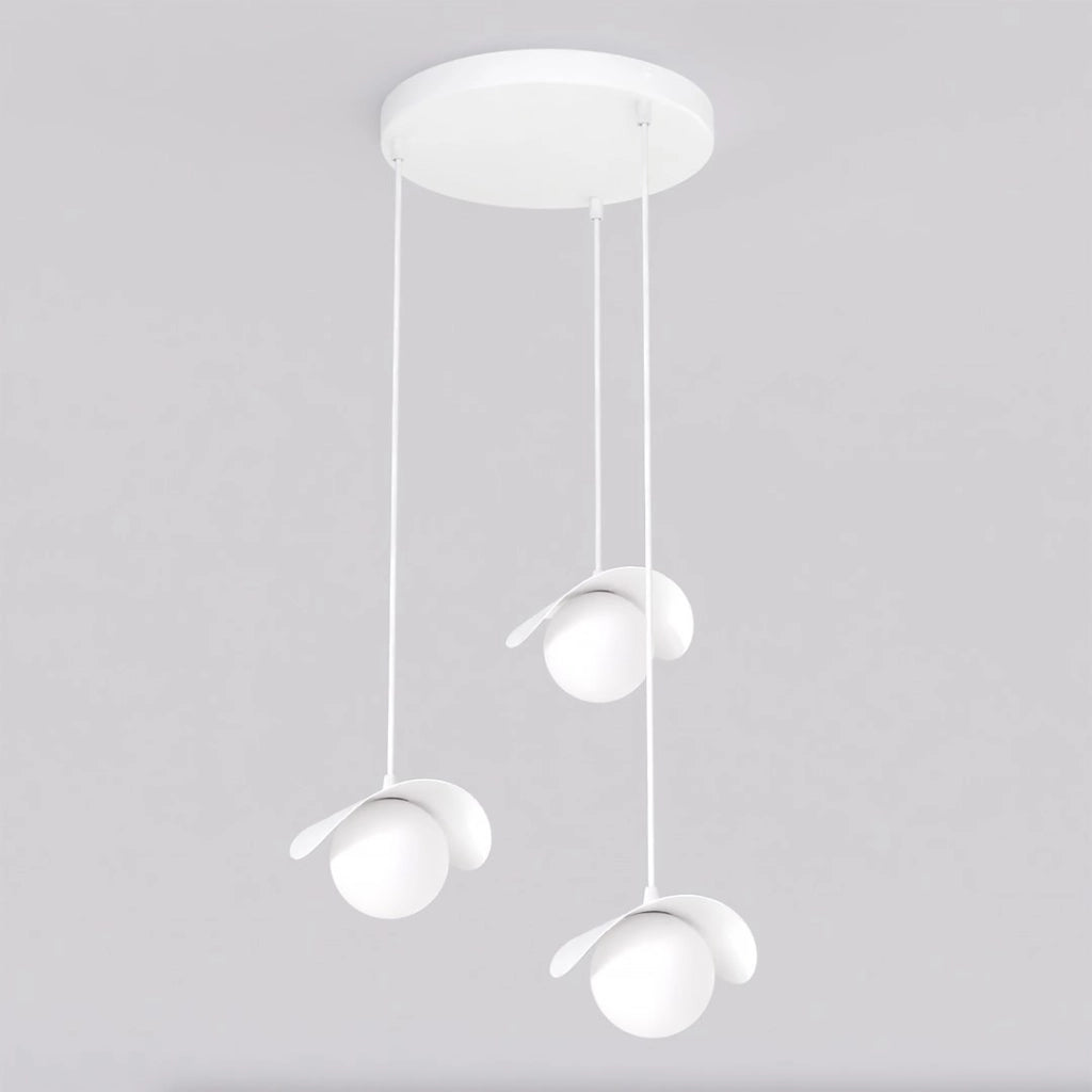 Lampada a sospensione RITUAL bianca sfera vetro 3xG9