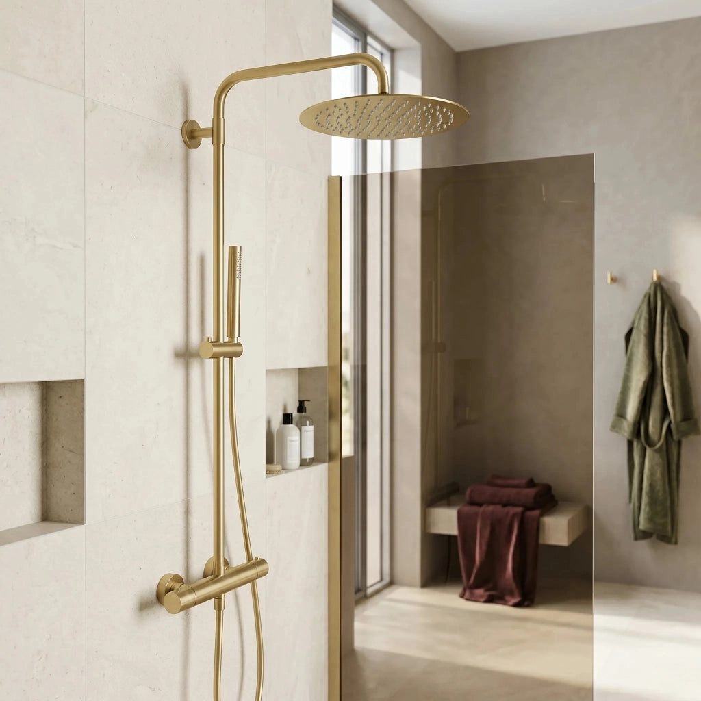Soffione Doccia Rotondo Rea Js-p014bg 30cm Brush Gold