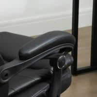 Sedia da Ufficio Massaggiante in Similpelle con Presa USB, 64x69x107-115cm, Nero