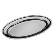 Trade Shop - Vassoio Piatto Ovale In Acciaio Inox Portata Cucina Diametro 40cm -