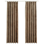Tende Oscuranti | Tende Blackout con Ganci 2 pz Beige in Velluto 140x225 cm