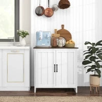 Credenza Cucina Moderna a 2 Ante con Ripiano Regolabile in Legno, 80x39.7x80cm, Bianco