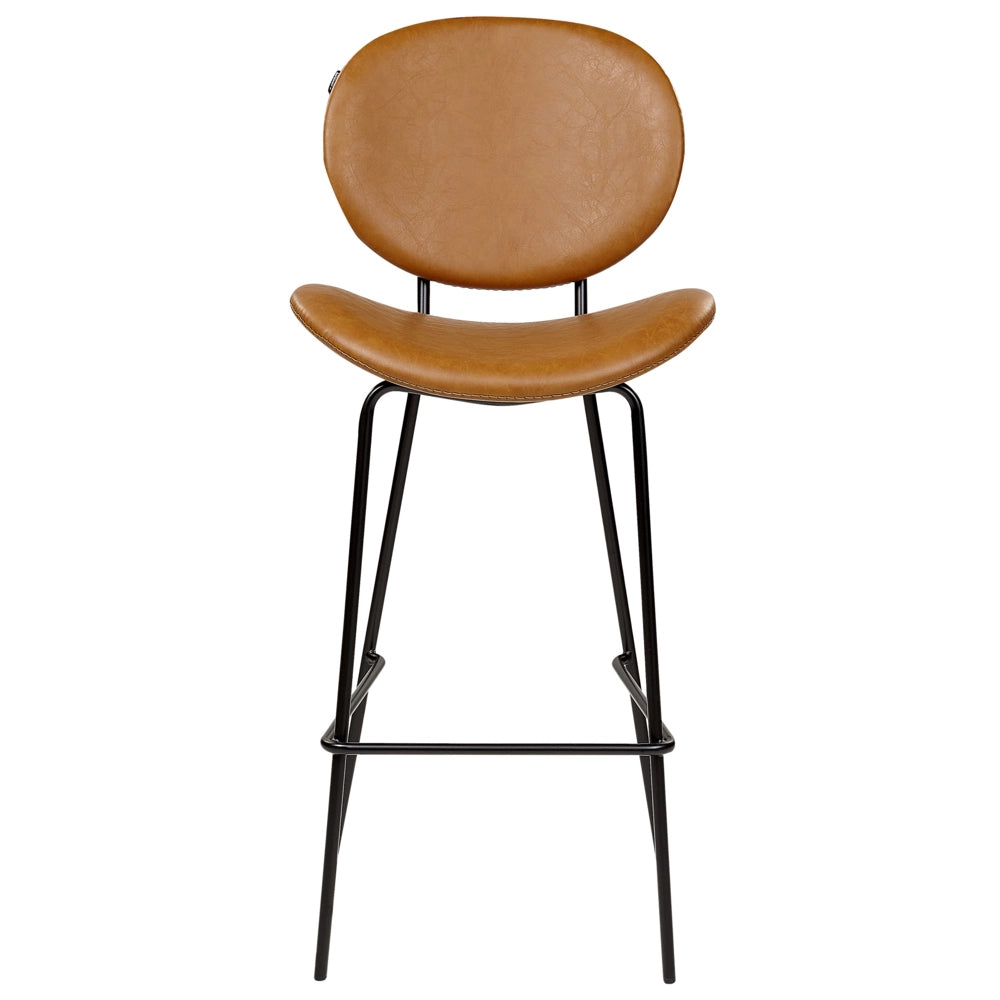 Set di 2 sedie in ecopelle marrone dorato con Gambe in ferro Senza Braccioli Design contemporaneo e retrò Sedute per la sala da pranzo