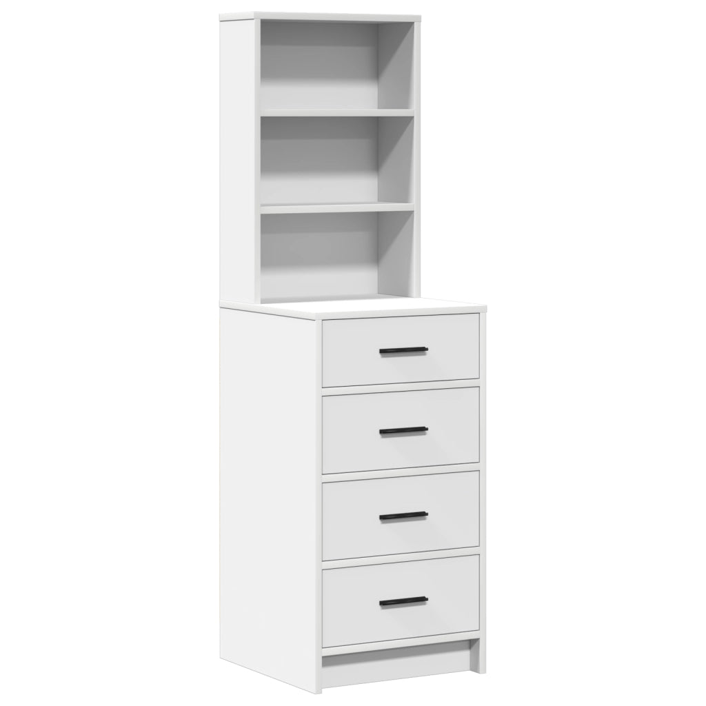 Set di due pezzi per il tavolo da trucco con LED in legno ingegnerizzato bianco