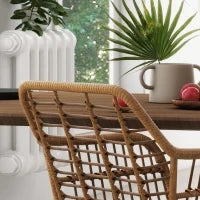 Set di 2 sedie in stile boho, sedie da cucina, rattan PE, 56 x 60 x 79 cm, Naturale + Nero