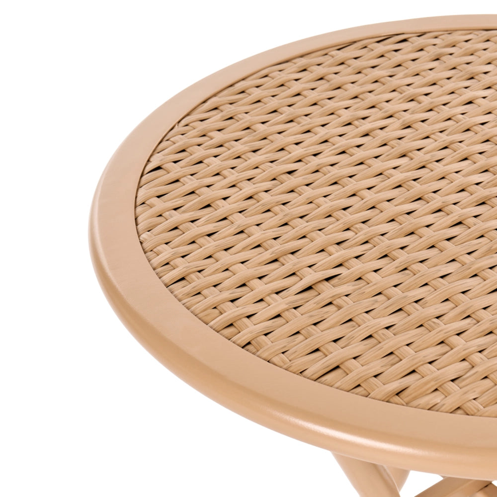 Set Bistro in Rattan PE Marrone Chiaro con Tavolino da Caffè in Metallo 2 Sedie Moderno Arredo da Giardino Esterno
