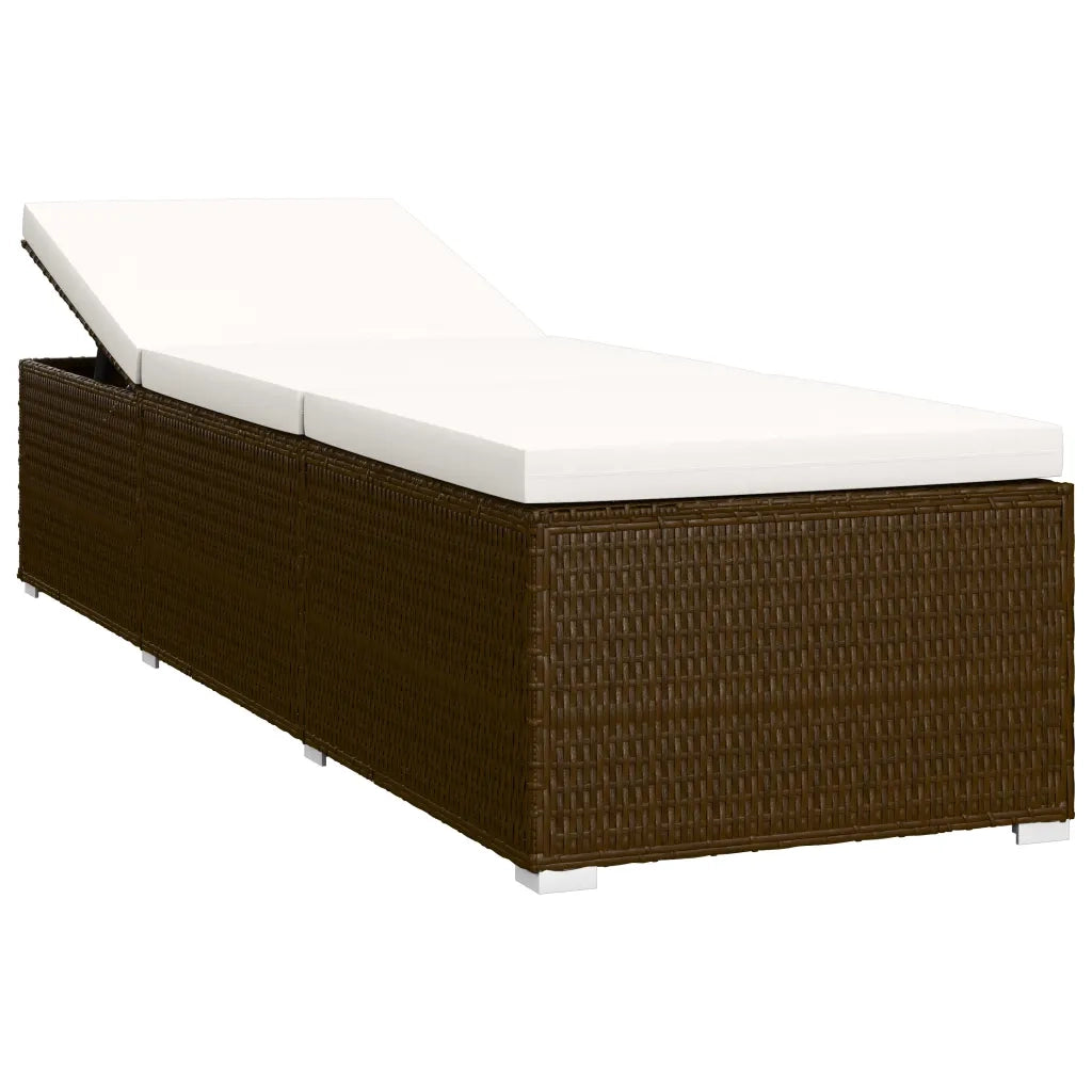 Lettini Prendisole con Tavolino 3 pz in Polyrattan Marrone 3057663