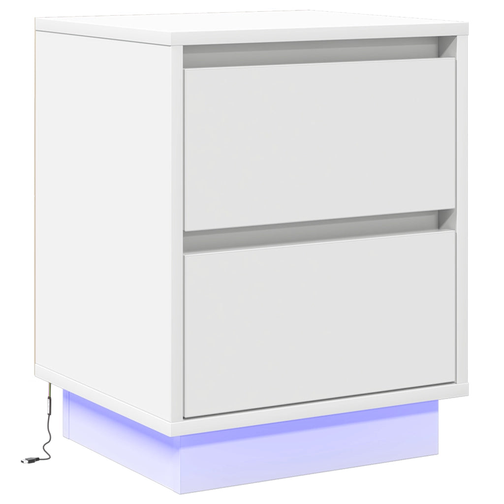 Comodini con luci LED 2 pcs Bianco 39x34.5x50 cm