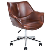 Sedia da ufficio in ecopelle marrone scuro girevole altezza regolabile stile moderno home office
