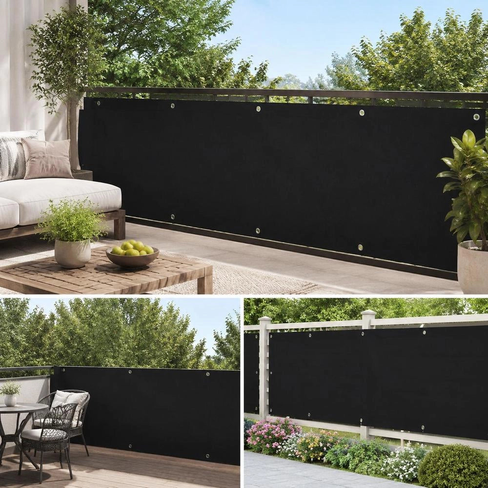Balcony Privacy Screen, Black, 90x500 Cm, Oxford Fabric