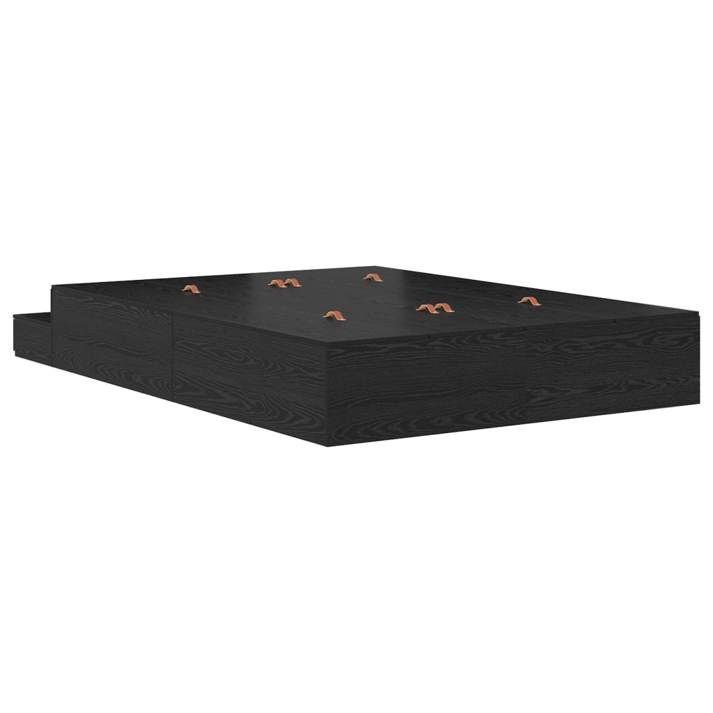 Struttura letto contenitore Nero Quercia 135x190 cm