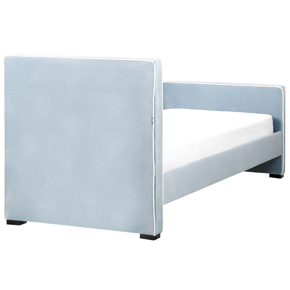 Letto singolo in velluto con telaio imbottito blu camera da letto stile moderno tradizionale