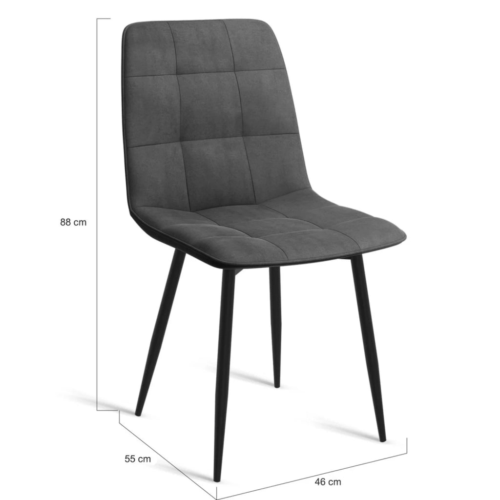 IDMarket - Set di 4 sedie MILA in velluto misto blu, grigio chiaro, grigio scuro, giallo