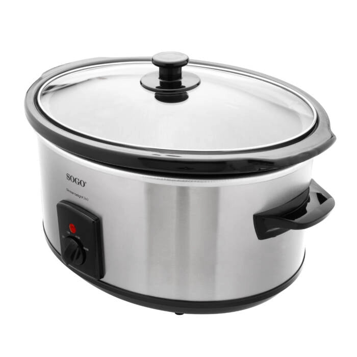 Pentola slow cooker elettrica 5,5L 260W con recipiente in ceramica e 3 programmi, per cottura lenta 7-8 persone - Sogo