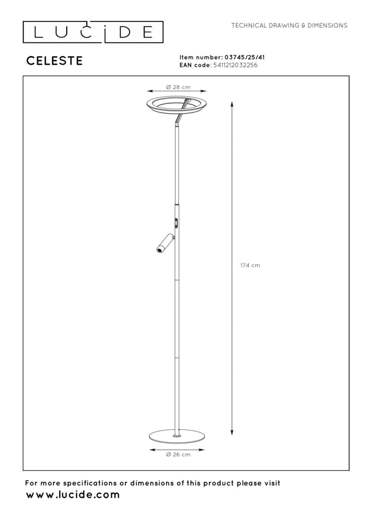 Lampada da terra CELESTE LED integrato 21W taupe Lucide