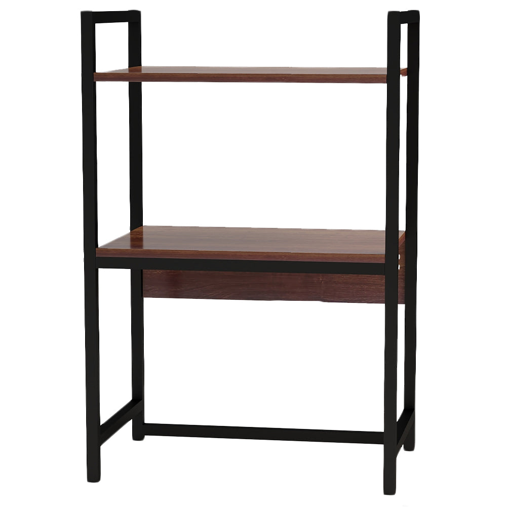 Scaffale da Scrivania Multiuso 3 Ripiani 53x35x80 cm per Stampante Ufficio in MDF Noce e Nero