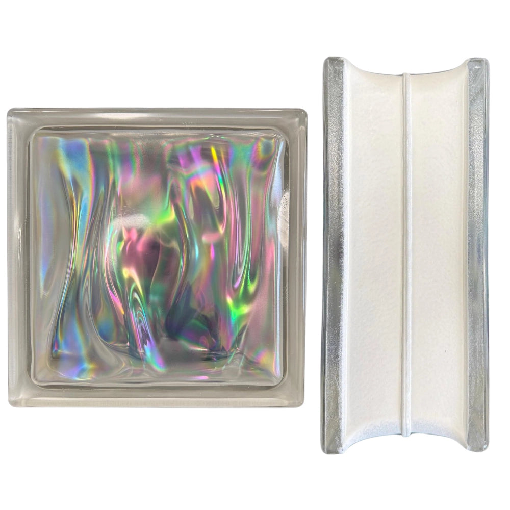 Vetromattone ondulato modello agua diffusione luminosa 190 x 190 x 80 mm *** colore- perlato, confezione 1