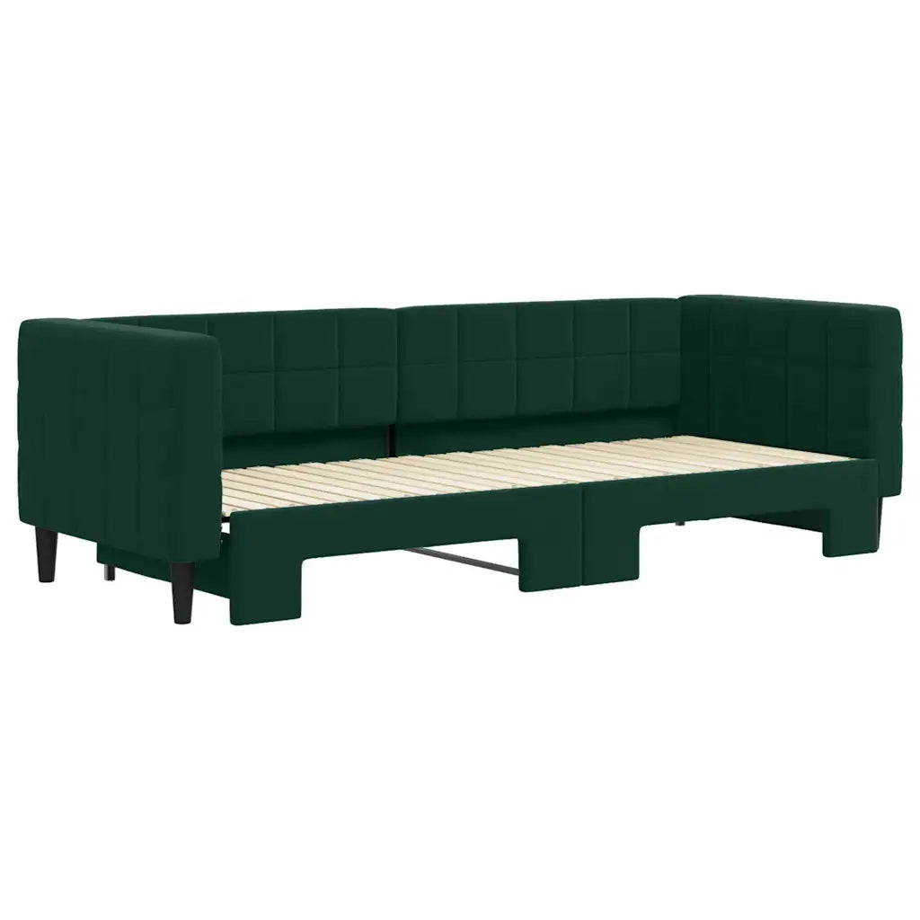 Divano Letto con Letto Estraibile Verde Scuro 80x200cm Velluto 3196686
