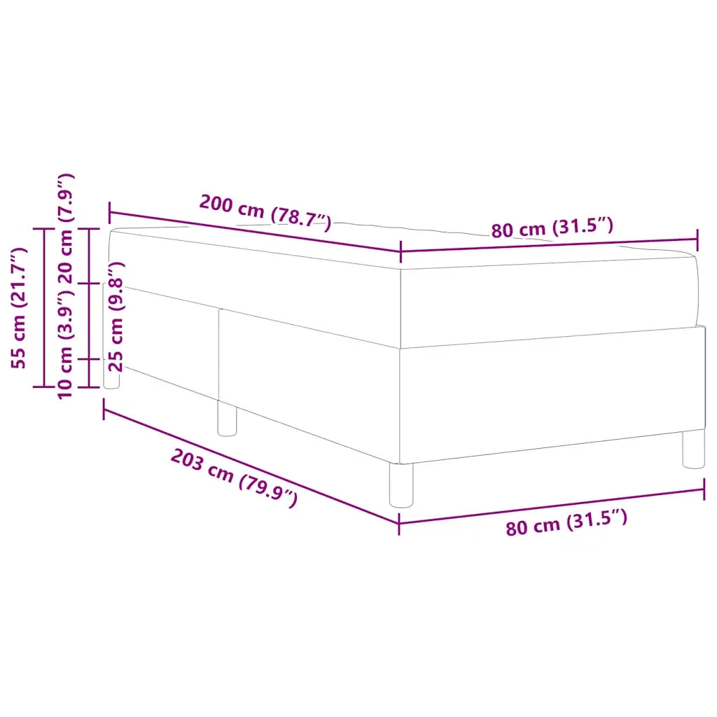 vidaXL Letto a molle Grigio Chiaro e Marrone e Bianco 80 x 200 cm