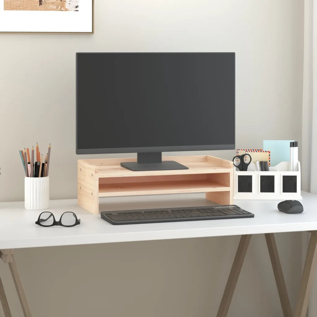 Supporto per Monitor 50x24x16 cm in Legno Massello di Pino 813984