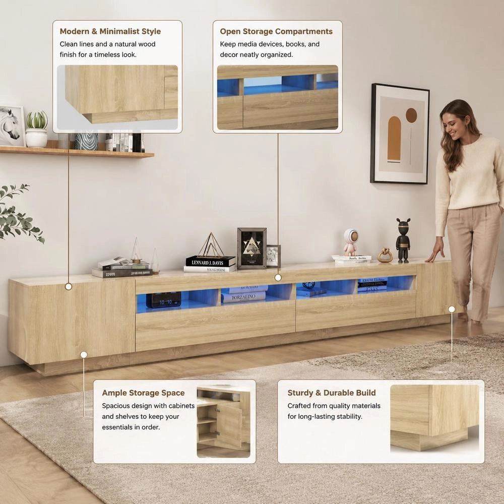 TV Cabinet With LED Lights Sonoma Oak 300x35x40 Cm