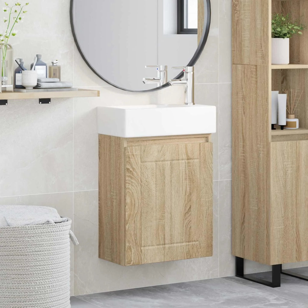 Mobile bagno con rubinetto Rovere Sonoma 45,5 x 25,5 x 84 cm