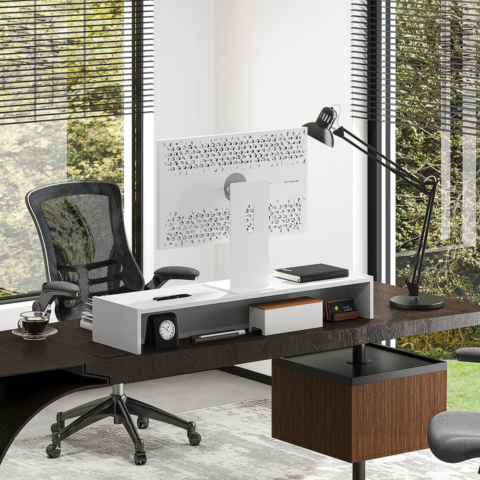 Supporto per Monitor 3 Vani 100x27x15 cm in Legno Bianco