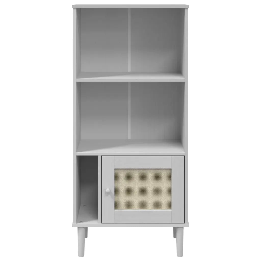Credenza SENJA Aspetto Rattan Bianco 60x35x130 cm Massello Pino 358059