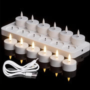 Lanterne a batterie ricaricabili, 12 pezzi, 3D, fiammelle flesse, senza fiamma, per decorazioni di Natale e Halloween (4 x 4,7 cm)