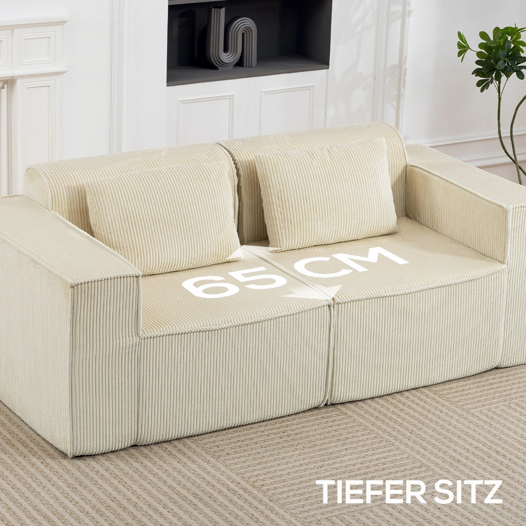 Divano 3 posti tessuto morbido braccioli larghi cuscini ¨C zephmum ¨C beige