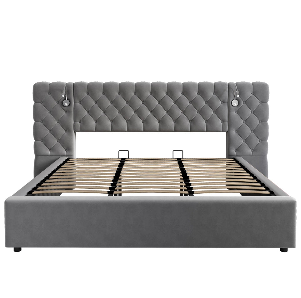 Letto matrimoniale 180x200 cm con contenitore e luce lettura