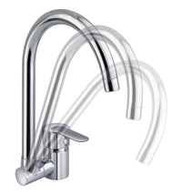 Miscelatore per cucina in ottone cromato, con canna abbattibile sottofinestra laterale