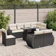 Set Divani da Giardino 9 pz con Cuscini Nero in Polyrattan 3326657
