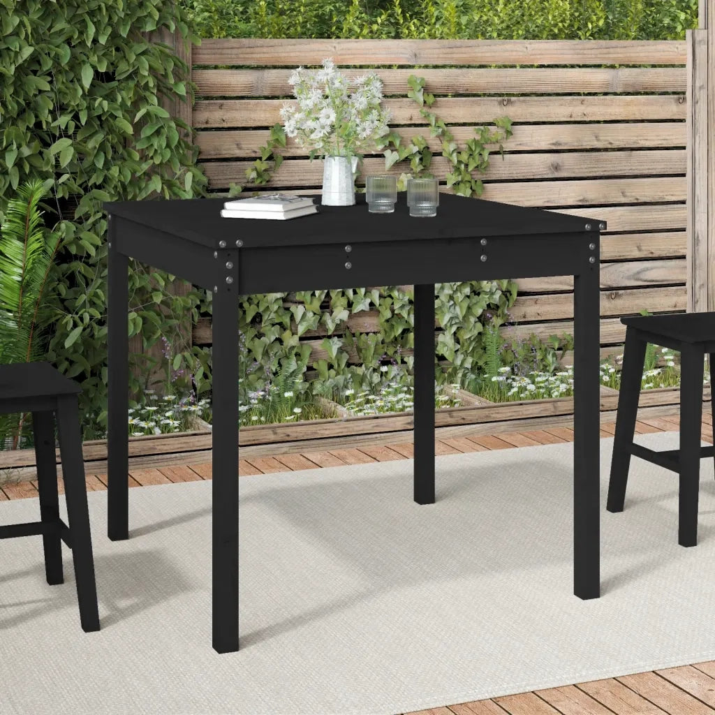Tavolo da Giardino Nero 82,5x82,5x76 cm Legno Massello di Pino 823966