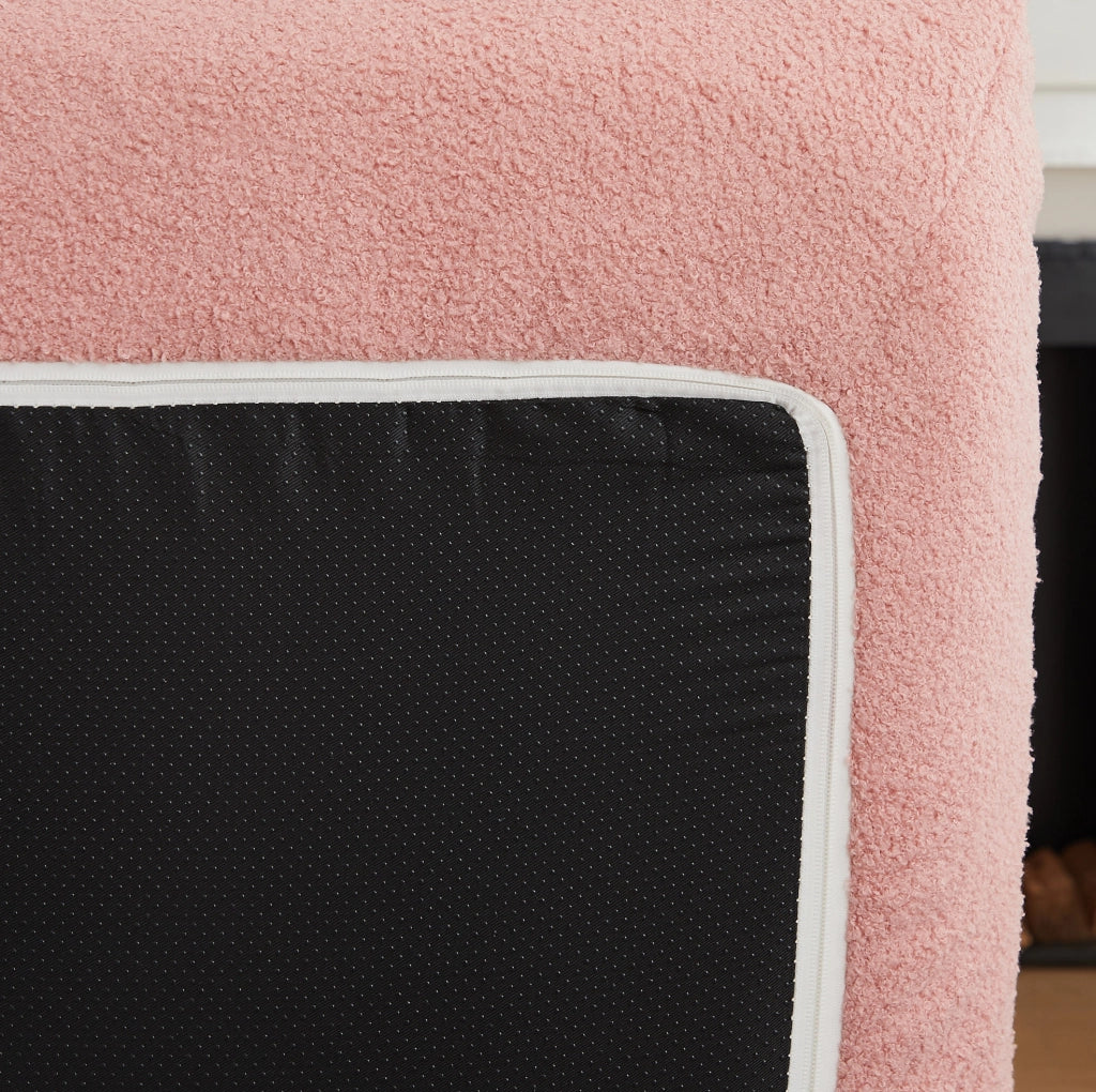 Poltrona lounge modulare rosa in ciniglia teddy, senza montaggio