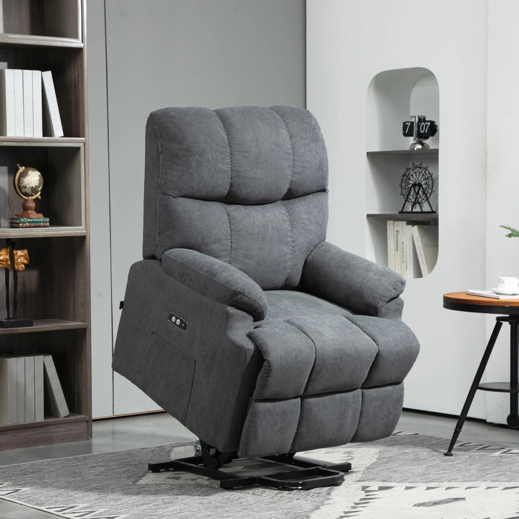 Poltrona Alzapersona Reclinabile con Poggiapiedi ¨C Minimal ¨C Tessuto Grigio Scuro 84x96x100 cm