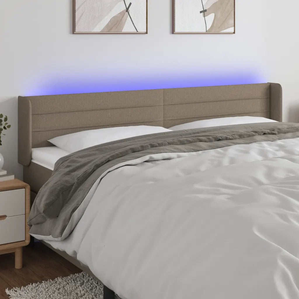 Testiera | Testata a LED Tortora 183x16x78/88 cm in Tessuto