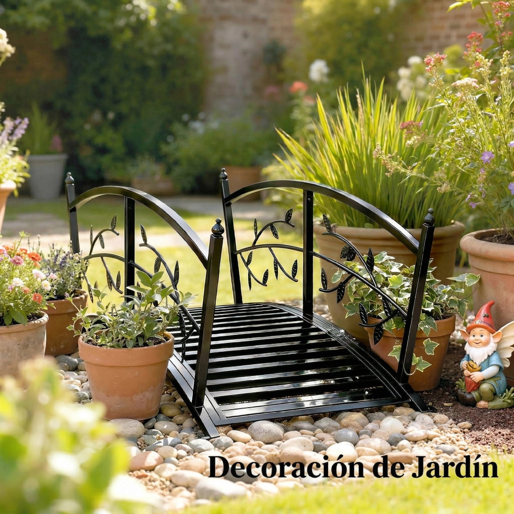 Ponte da Giardino Metallico con Ringhiera ¨C zephmum ¨C 120 cm Colore Nero