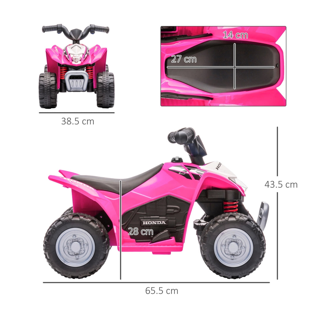 Quad Elettrico per Bambini 18-36 Mesi con Luci LED, Clacson e Pedali, 65.5x38.5x43.5 cm, Rosa