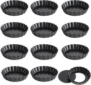 Set di muffin 10x2,5 cm - Confezione da 12 - Rivettato - Antiscivolo - Acciaio inossidabile - Ideale per mini-torte - Muffin tin