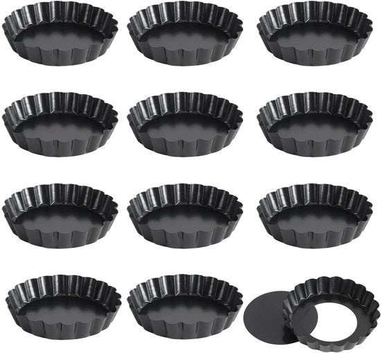 Set di muffin 10x2,5 cm - Confezione da 12 - Rivettato - Antiscivolo - Acciaio inossidabile - Ideale per mini-torte - Muffin tin