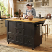 Isola cucina 5 cassetti - Xylo - 120x73x93cm bianco/nero ruote