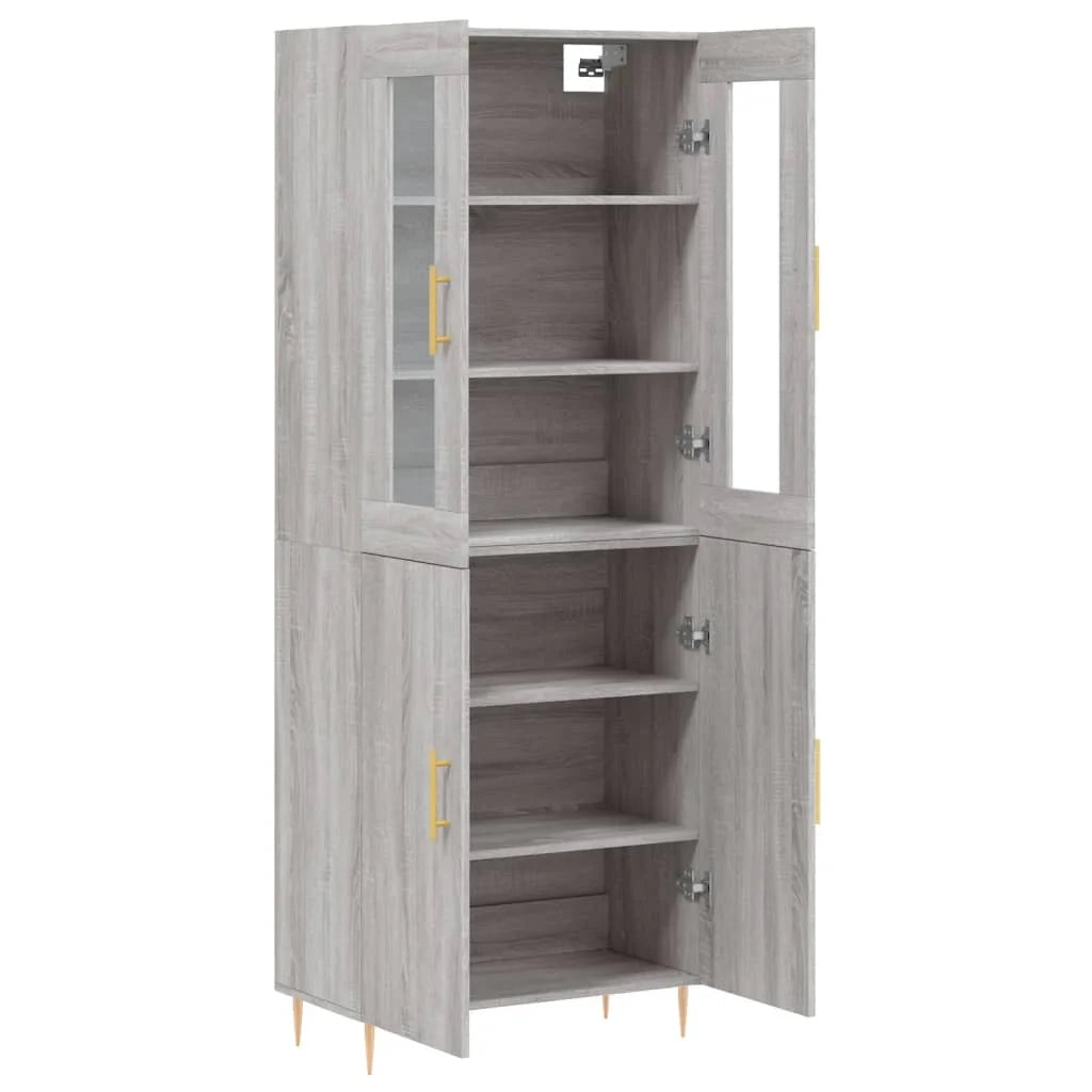 Buffet credenza cassettiera armadio mobile contenitore organizer cucina soggiorno salotto rovere Sonoma alto 69,5 x 34 x 180 cm legno ingegnerizzato grigio 02_0035612