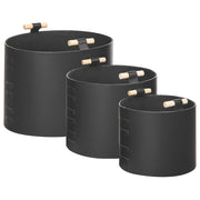 Set di 3 cesti portaoggetti fatti a mano con manici in ecopelle nero