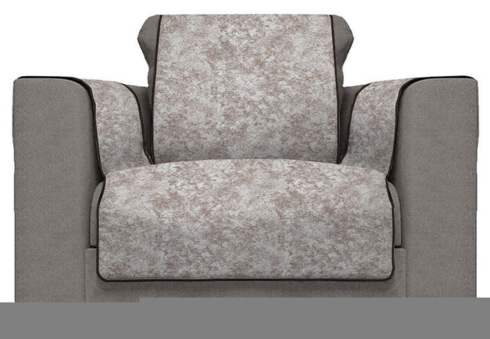 Copridivano con Copri Braccioli Seduta 230 cm in Poliestere e Cotone Marrone