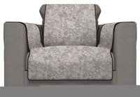 Copridivano con Copri Braccioli Seduta 175 cm in Poliestere e Cotone Marrone